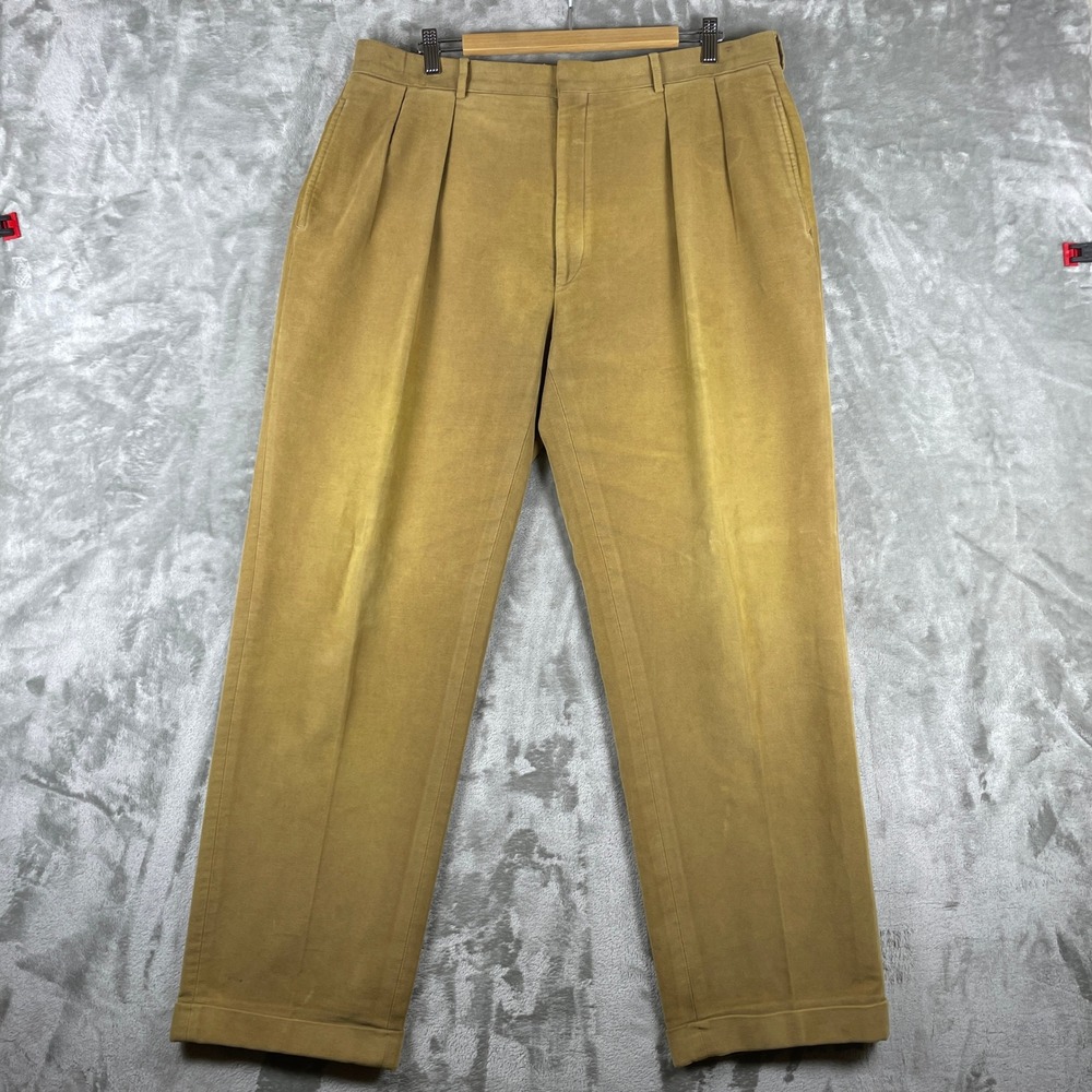 Vtg 80s Polo Ralph Lauren Moleskin Pants Mens 38 Pleated Cotton Made in Italy